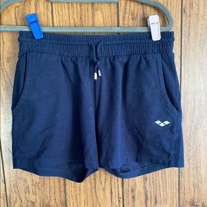 Blue Athletic Shorts with Elastic Waistband and Drawstring